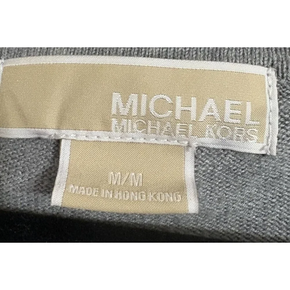 Michael Kors Womens Light Sweater Blouse Gems Sz Medium Med Gray So Cute